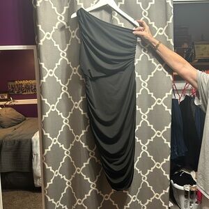 One shoulder black dress